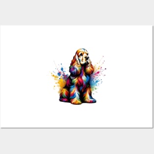 Cocker Spaniel Captured in Colorful Splash Art Posters and Art